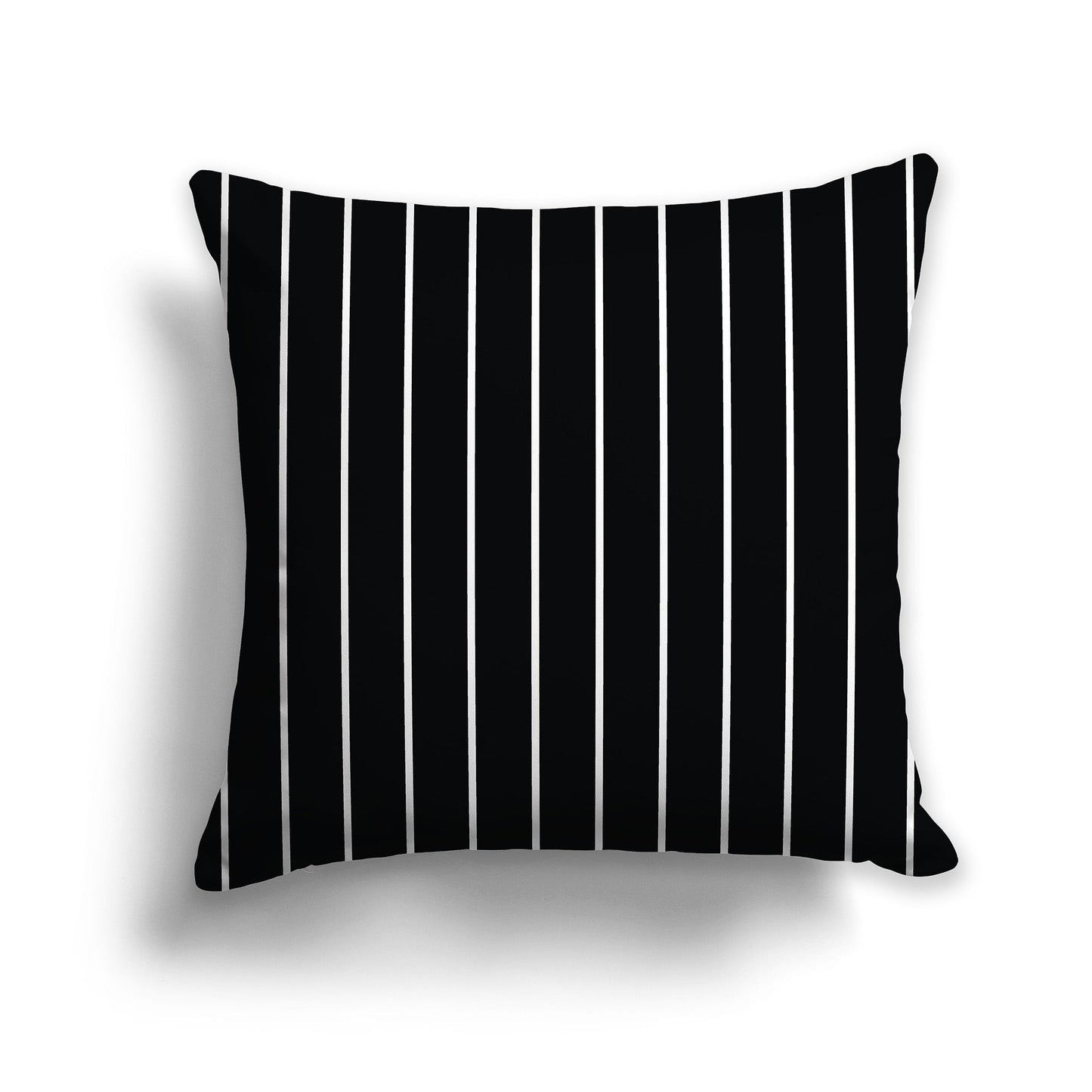 Black Throw Pillow with Fine White/Beige-white Vertical Stripes on Front, CAPC-1011-152