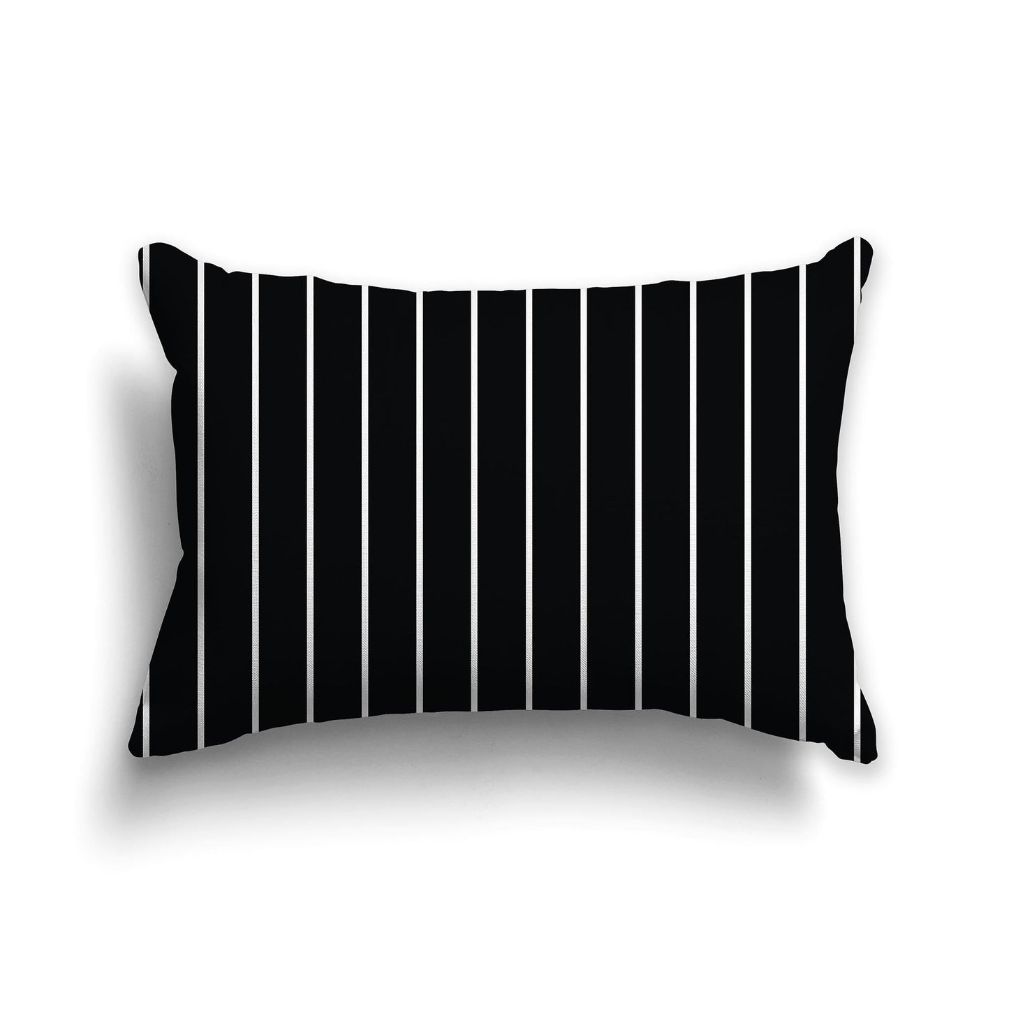 Black Throw Pillow with Fine White/Beige-white Vertical Stripes on Front, CAPC-1011-152