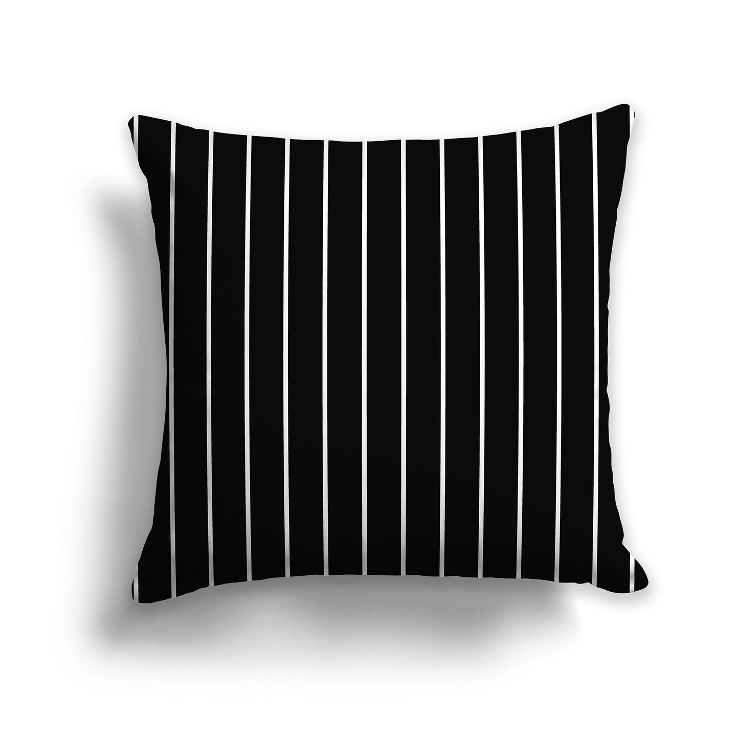 Black Throw Pillow with Fine White/Beige-white Vertical Stripes on Front, CAPC-1011-152