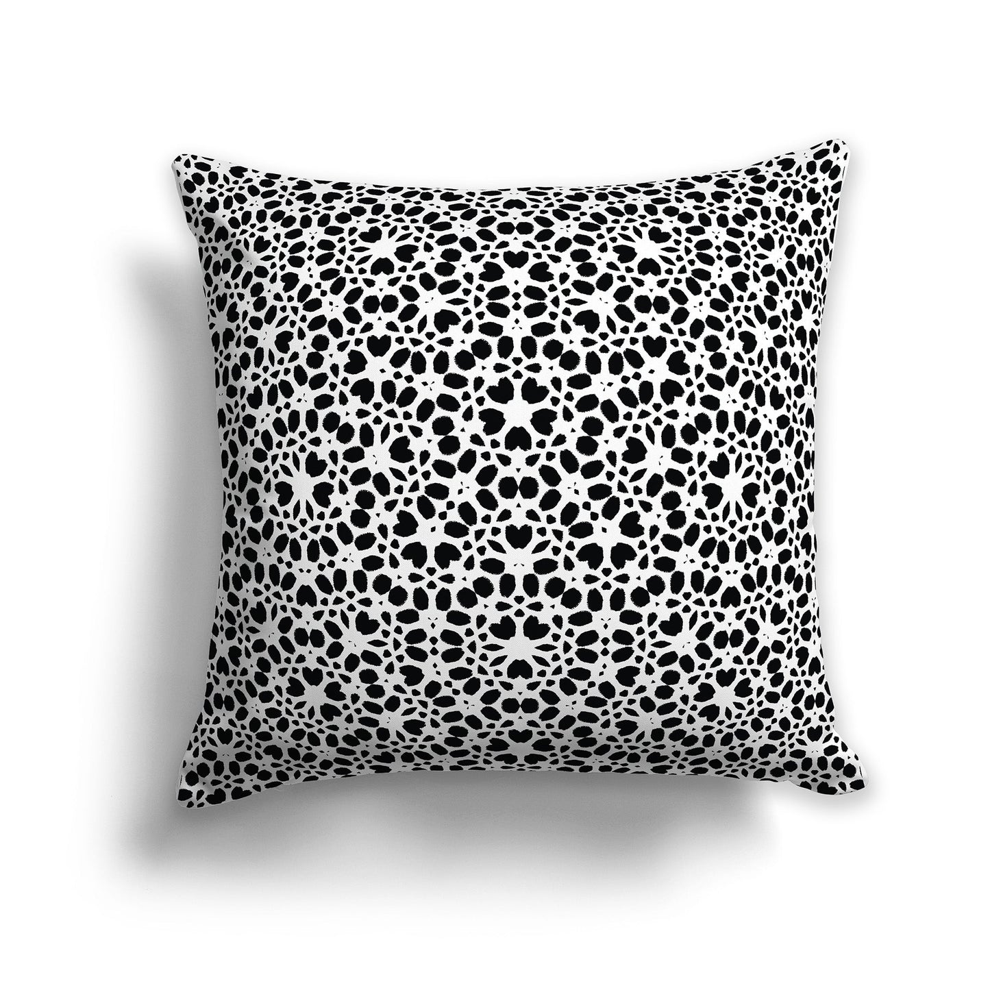 White/Beige-white Throw Pillow with Black Paint Dab Pattern on Both Sides, CAPC-1011-161