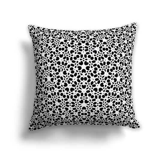 White/Beige-white Throw Pillow with Black Paint Dab Pattern on Both Sides, CAPC-1011-161