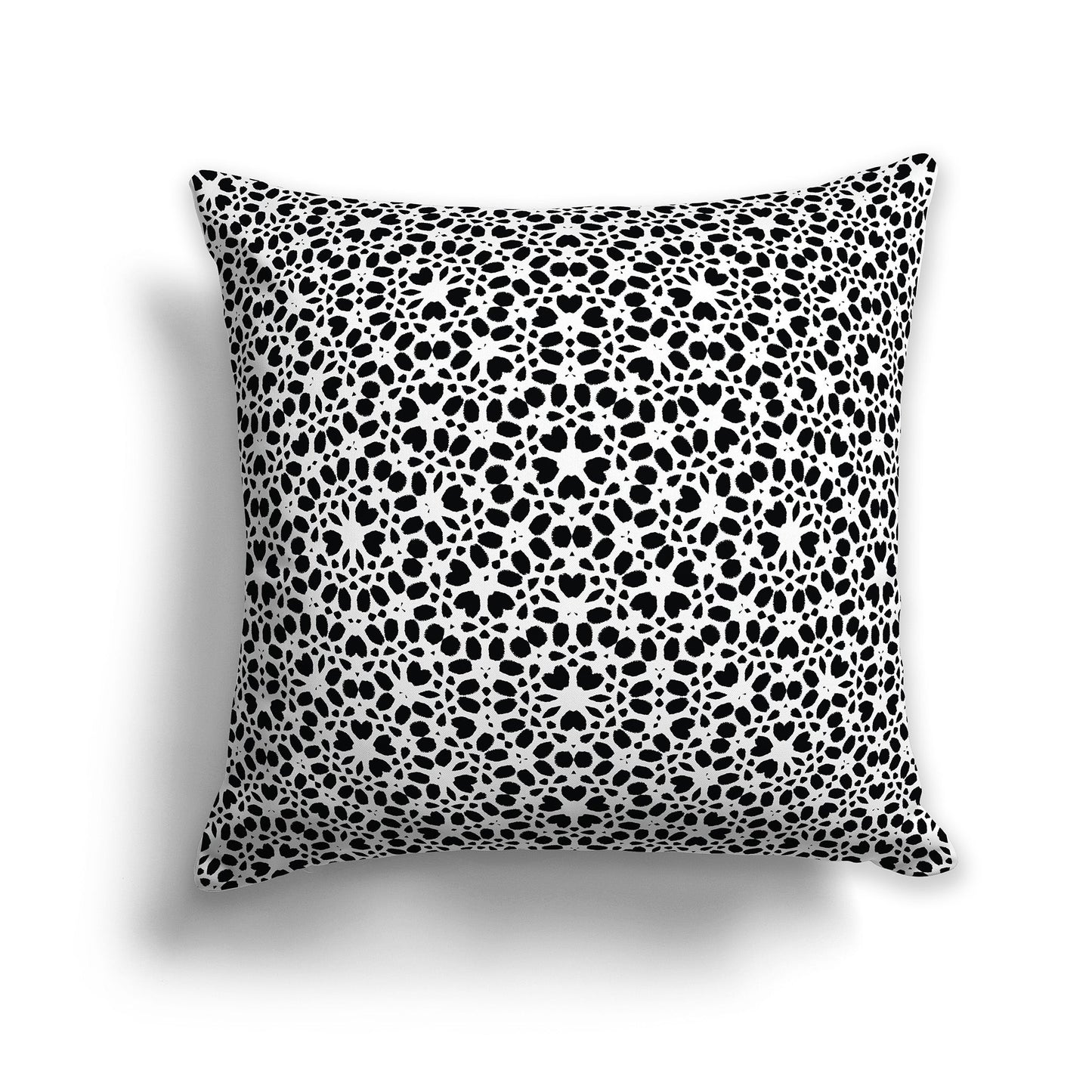 White/Beige-white Throw Pillow with Black Paint Dab Pattern on Both Sides, CAPC-1011-161