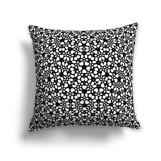 Black Throw Pillow with White/Beige-white Paint Dab Pattern on Both Sides, CAPC-1011-162
