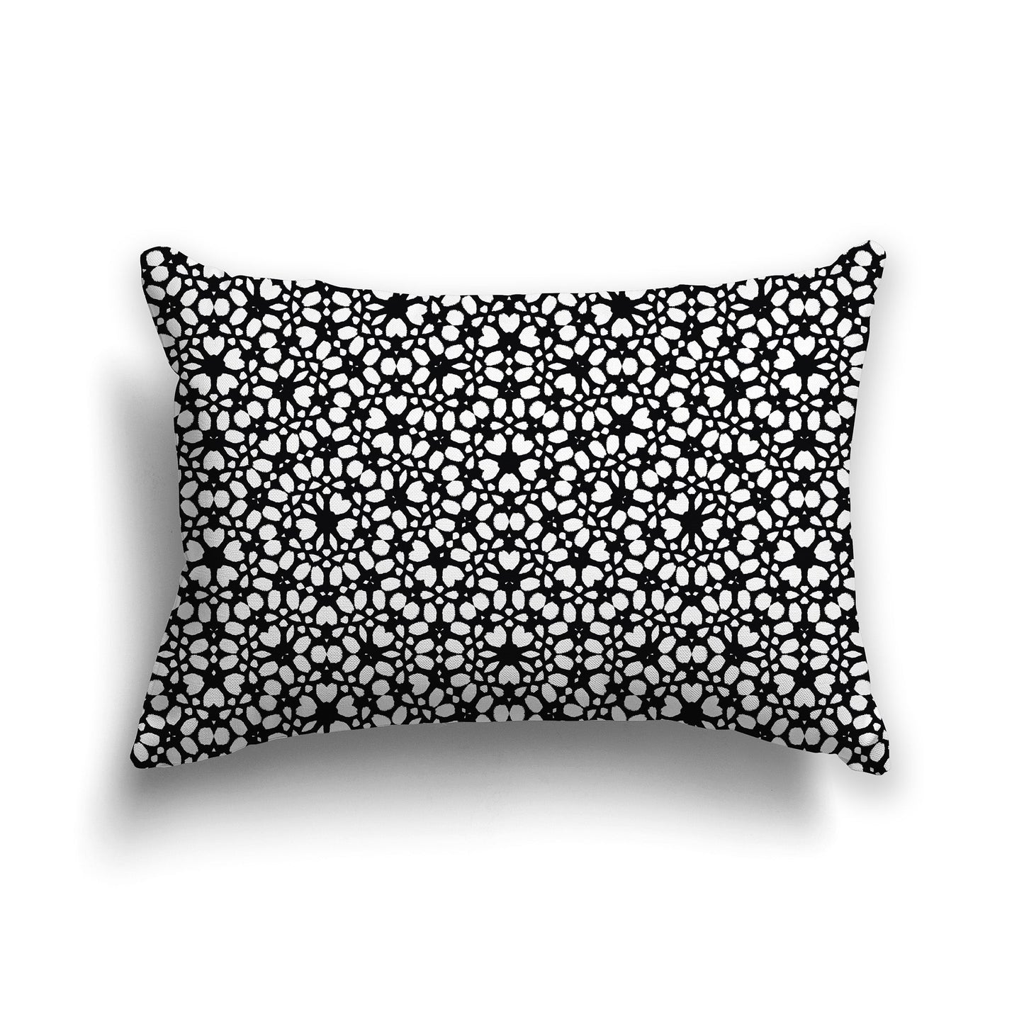 Black Throw Pillow with White/Beige-white Paint Dab Pattern on Both Sides, CAPC-1011-162