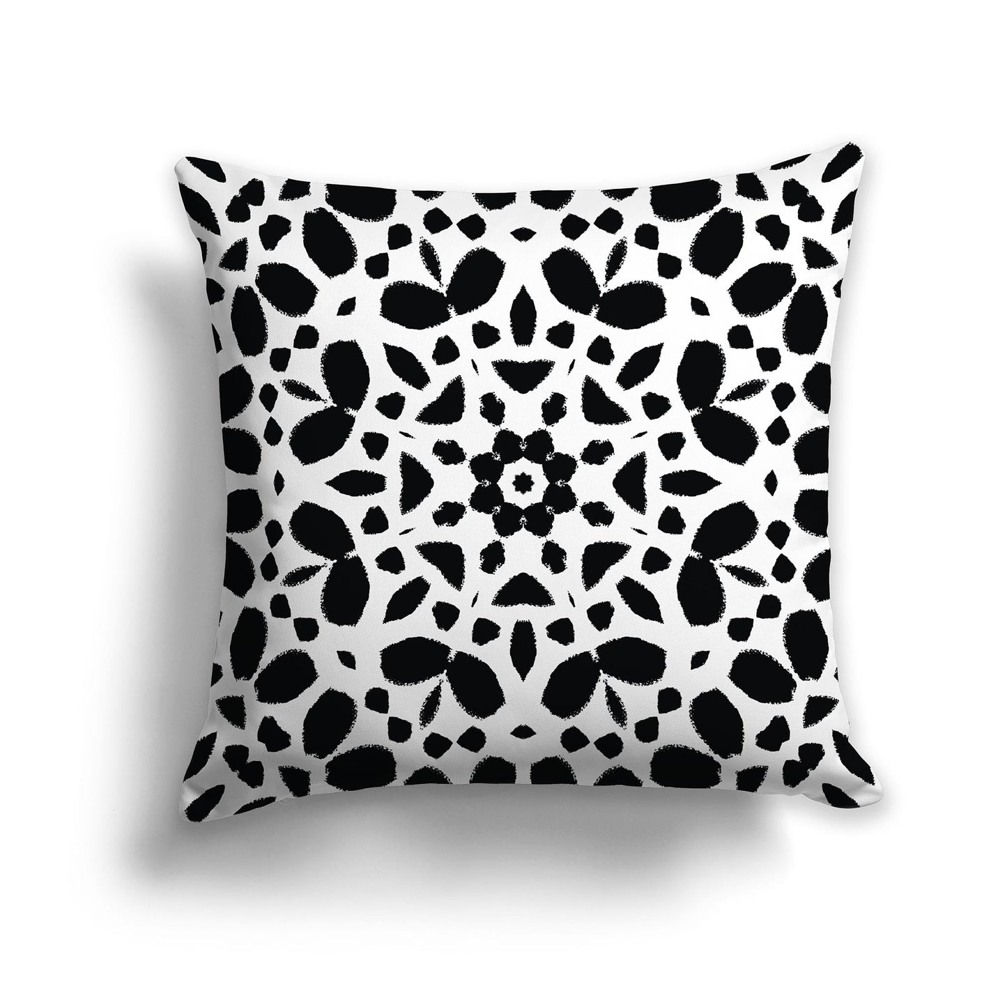 White/Beige-white Throw Pillow with Black Circular Pattern on Both Sides, CAPC-1011-181