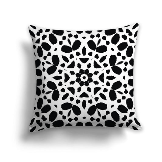 White/Beige-white Throw Pillow with Black Circular Pattern on Both Sides, CAPC-1011-181