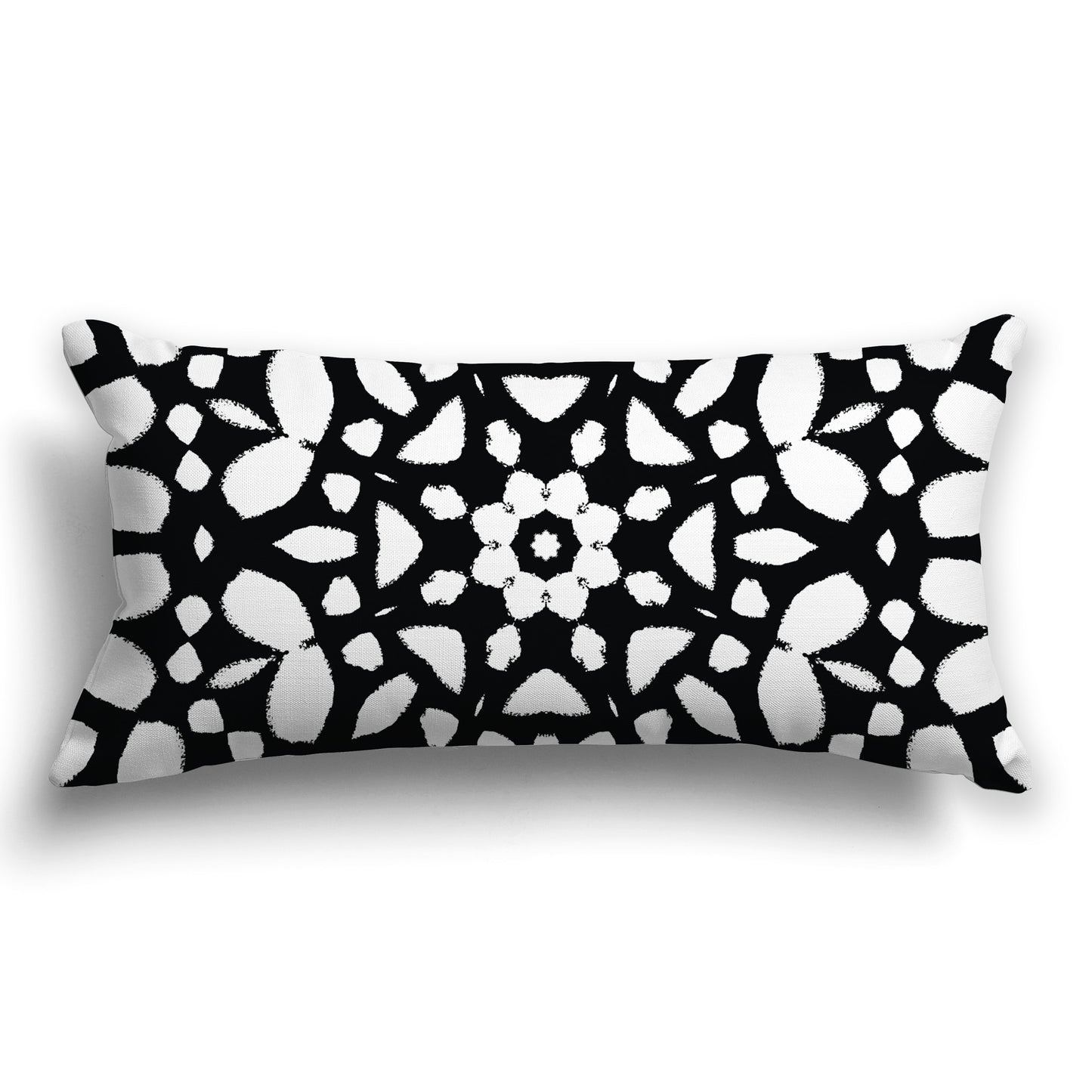 Black Throw Pillow with White/Beige-white Circular Pattern on Both Sides, CAPC-1011-182