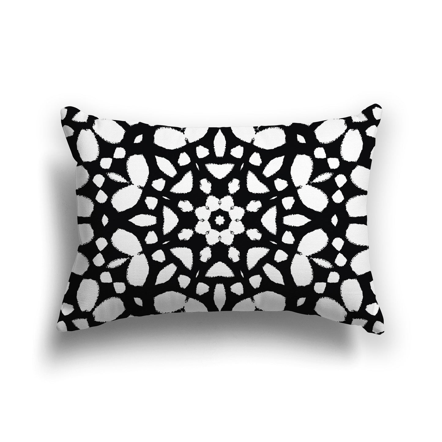 Black Throw Pillow with White/Beige-white Circular Pattern on Both Sides, CAPC-1011-182