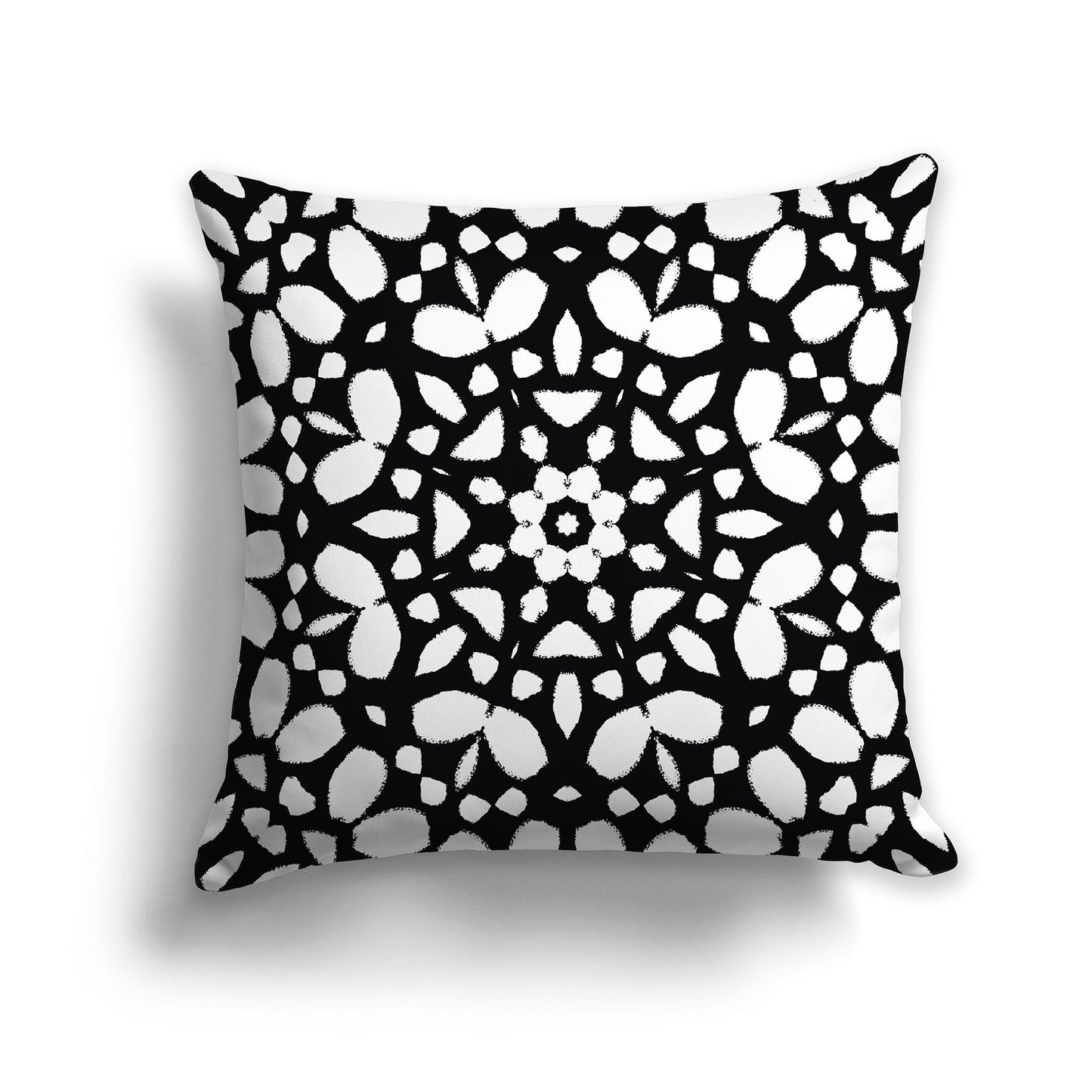 Black Throw Pillow with White/Beige-white Circular Pattern on Both Sides, CAPC-1011-182