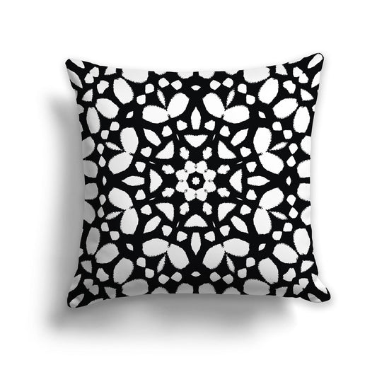Black Throw Pillow with White/Beige-white Circular Pattern on Both Sides, CAPC-1011-182