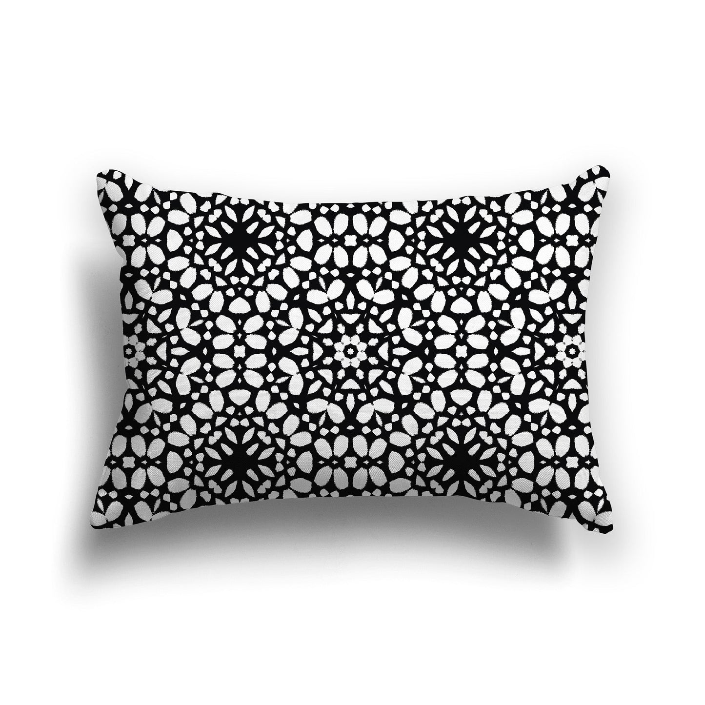 Black Throw Pillow with Fine White/Beige-white Circular Pattern on Both Sides, CAPC-1011-192