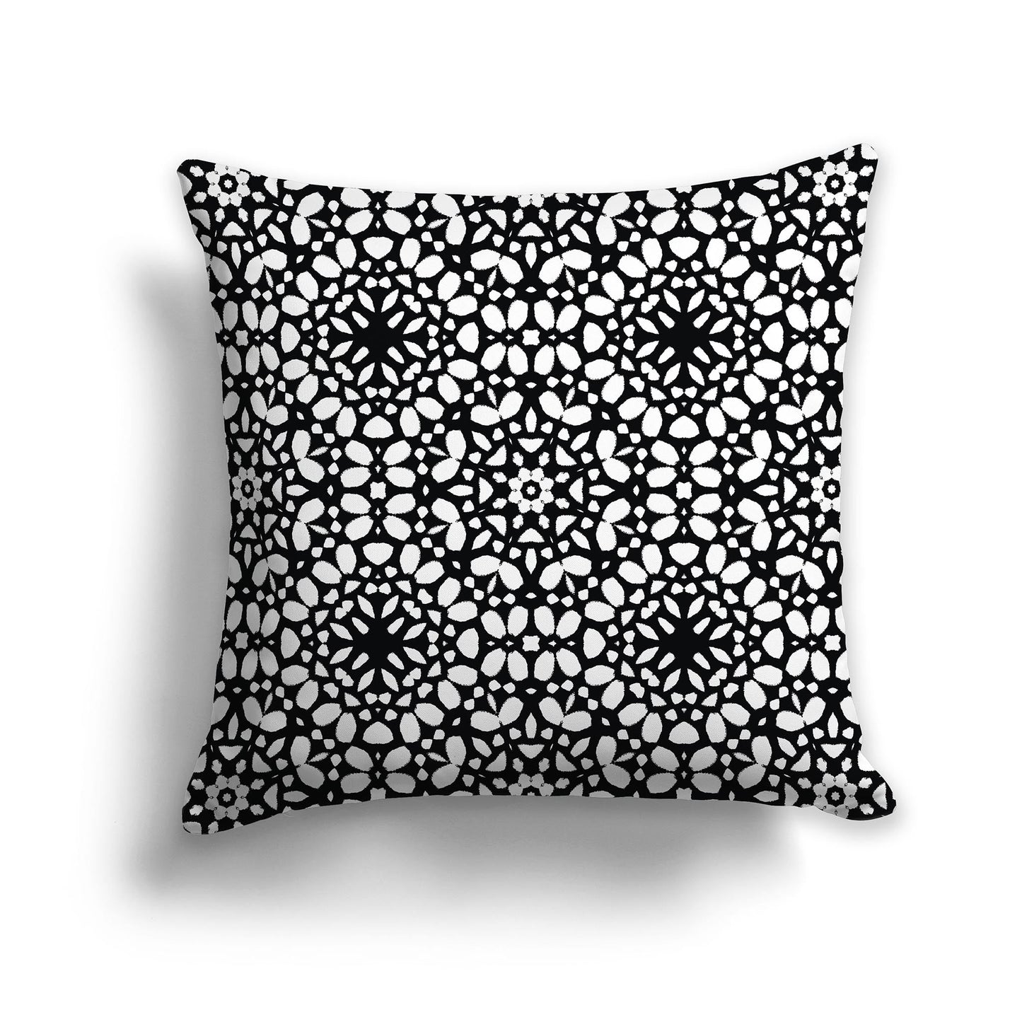 Black Throw Pillow with Fine White/Beige-white Circular Pattern on Both Sides, CAPC-1011-192