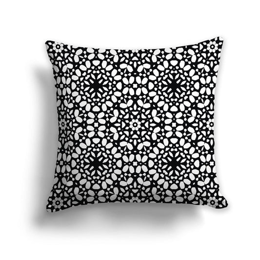Black Throw Pillow with Fine White/Beige-white Circular Pattern on Both Sides, CAPC-1011-192