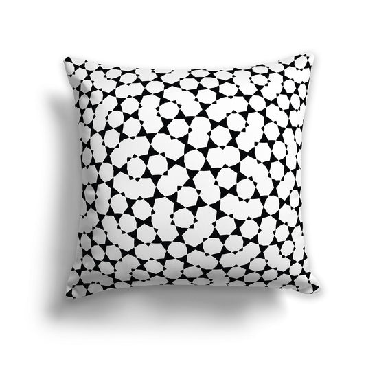 White/Beige-white Throw Pillow with Black Geometric Pattern on Both Sides, CAPC-1011-201