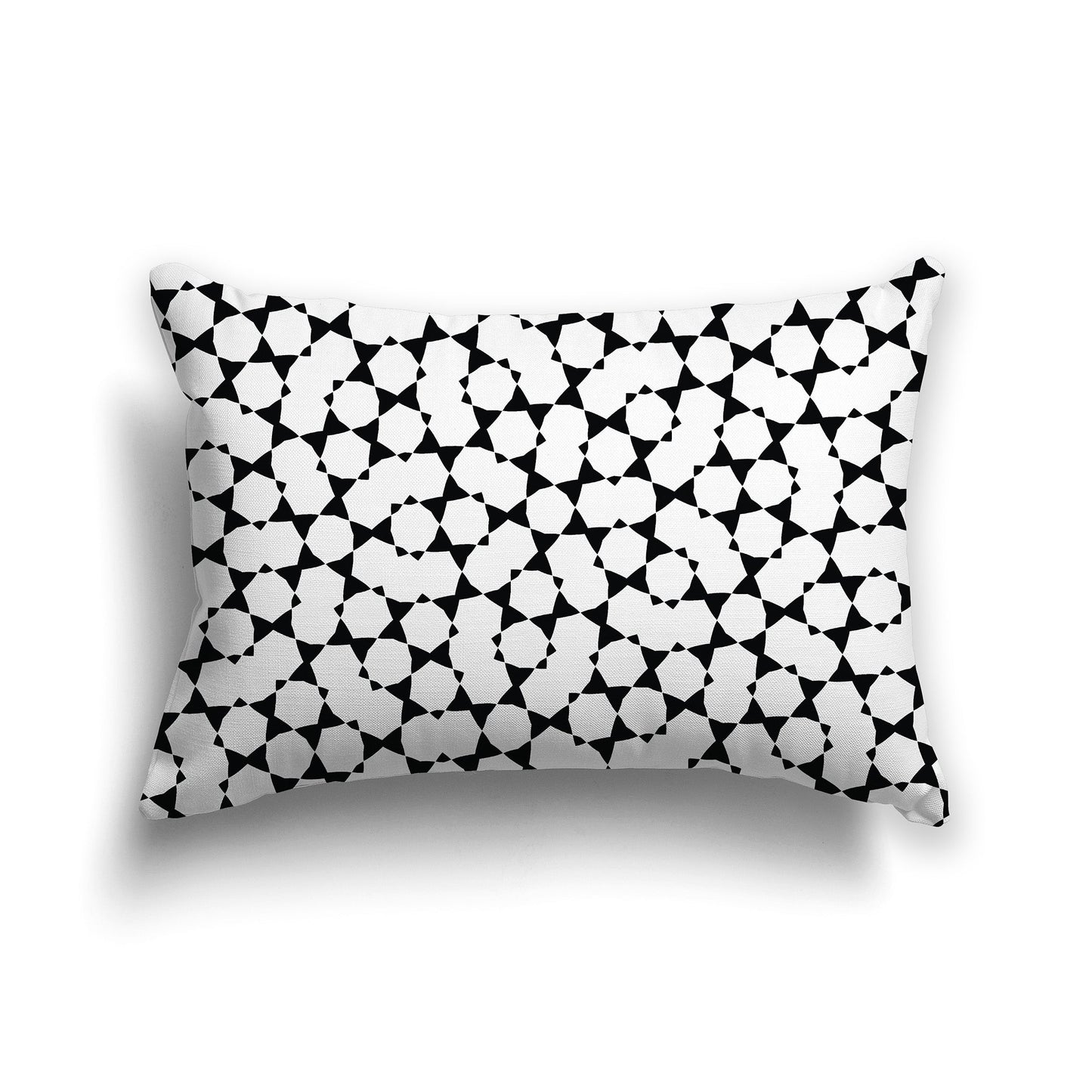 White/Beige-white Throw Pillow with Black Geometric Pattern on Both Sides, CAPC-1011-201