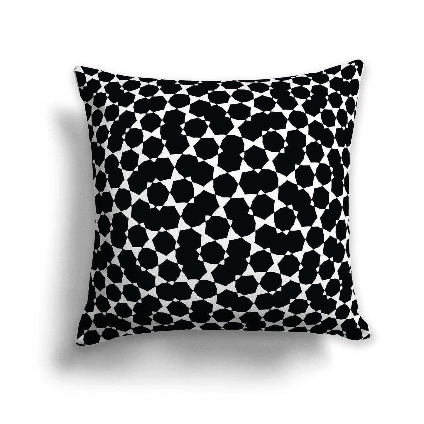 Black Throw Pillow with White/Beige-white Geometric Pattern on Both Sides, CAPC-1011-202