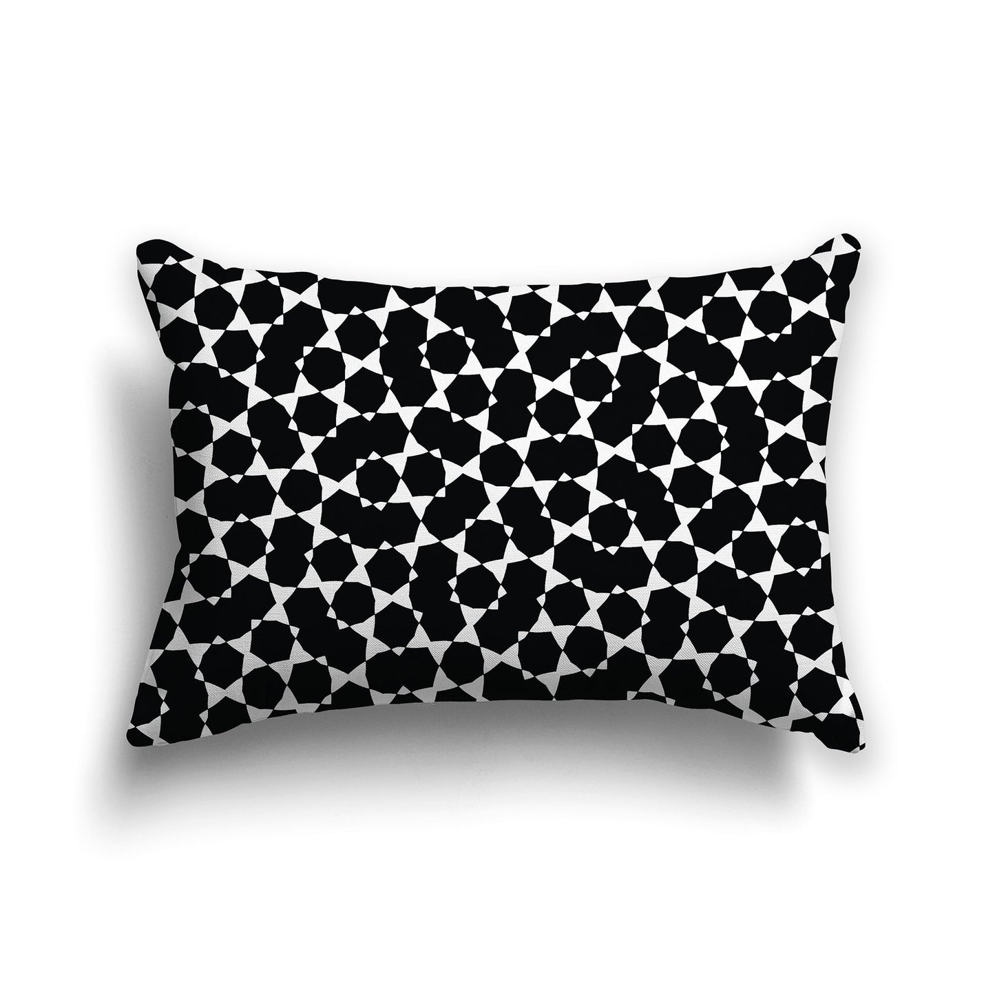 Black Throw Pillow with White/Beige-white Geometric Pattern on Both Sides, CAPC-1011-202
