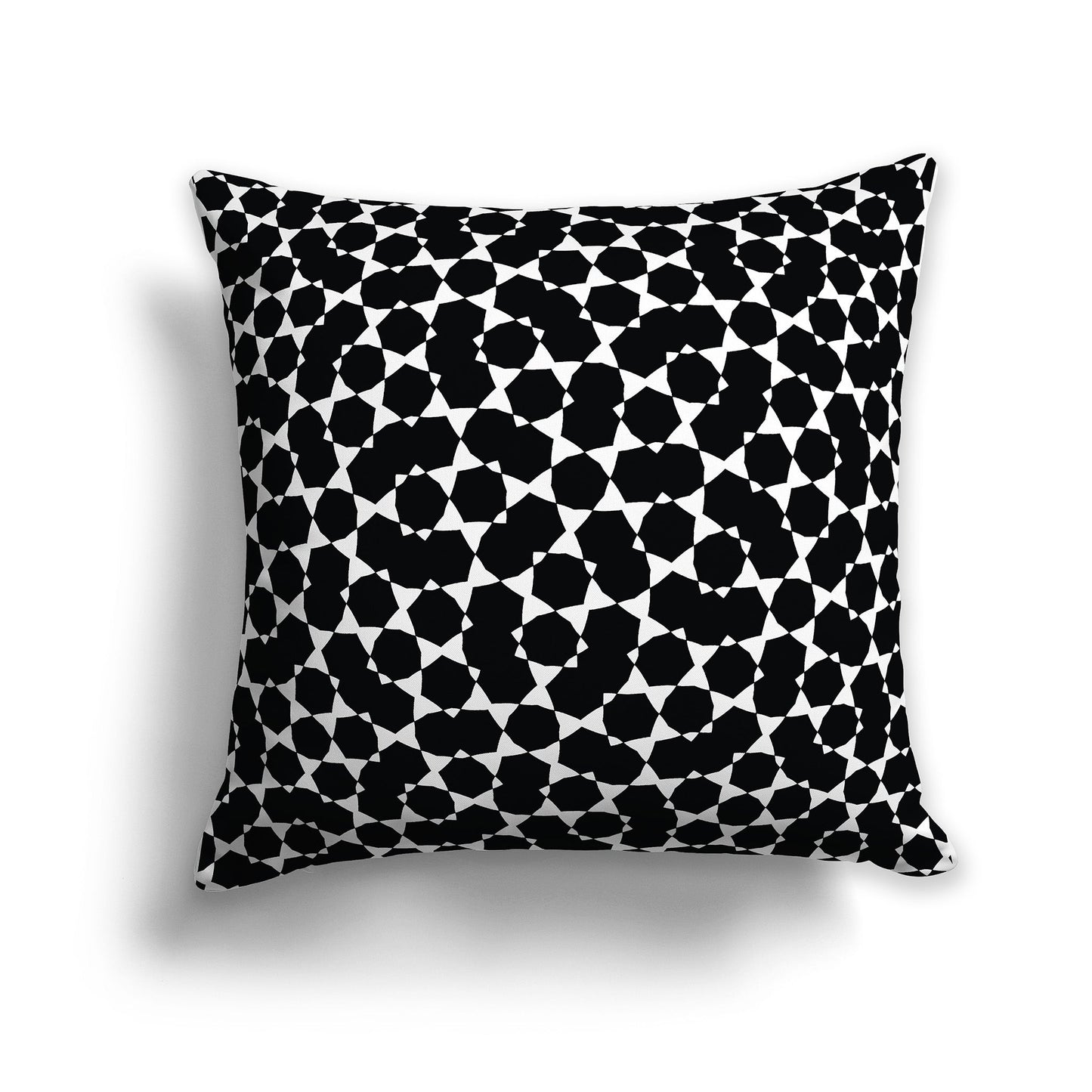 Black Throw Pillow with White/Beige-white Geometric Pattern on Both Sides, CAPC-1011-202