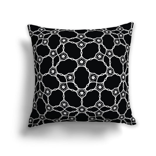Black Throw Pillow with White/Beige-white Cloud-shaped Pattern on Both Sides, CAPC-1011-211