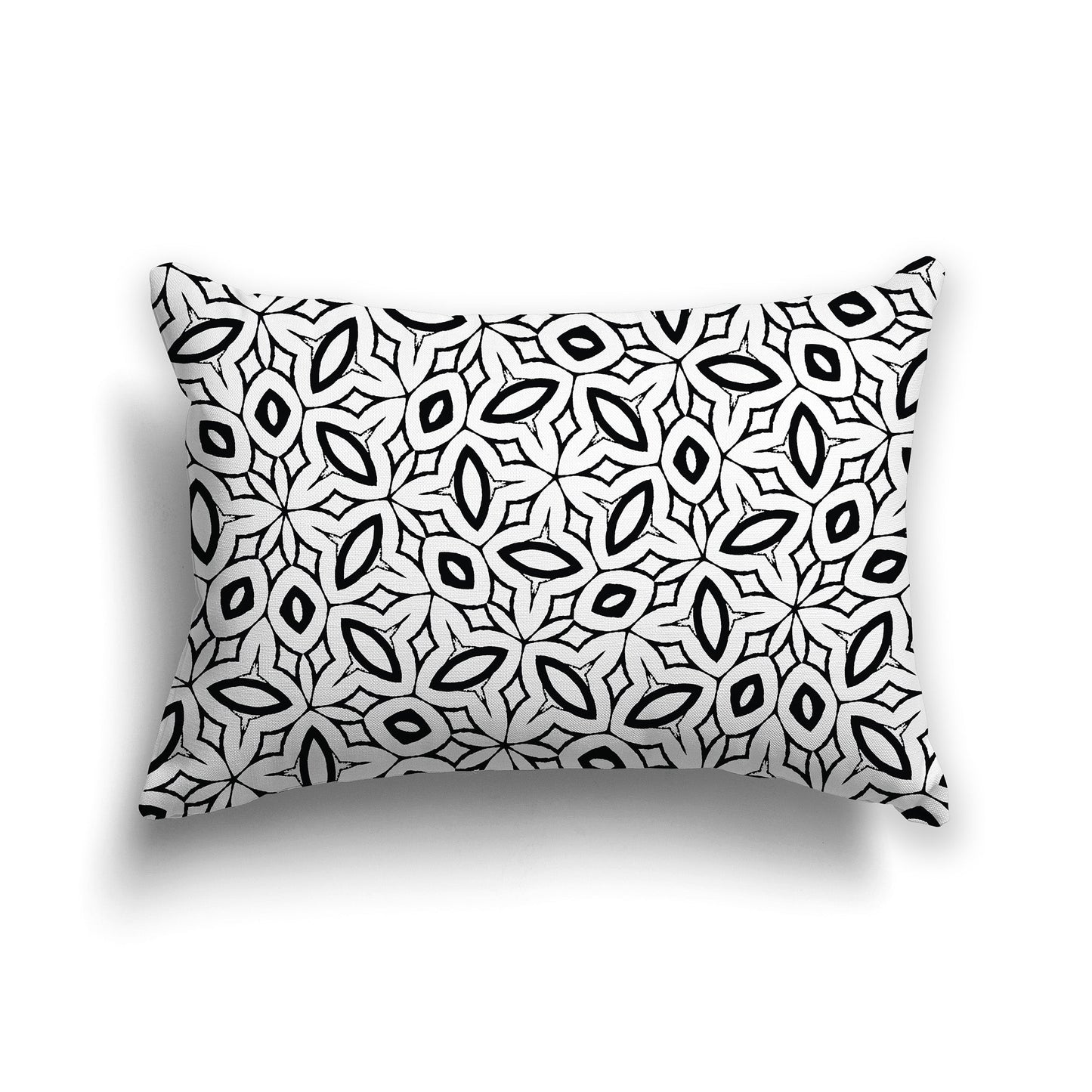 White/Beige-white Throw Pillow with Black Elliptical Pattern on Both Sides, CAPC-1011-221