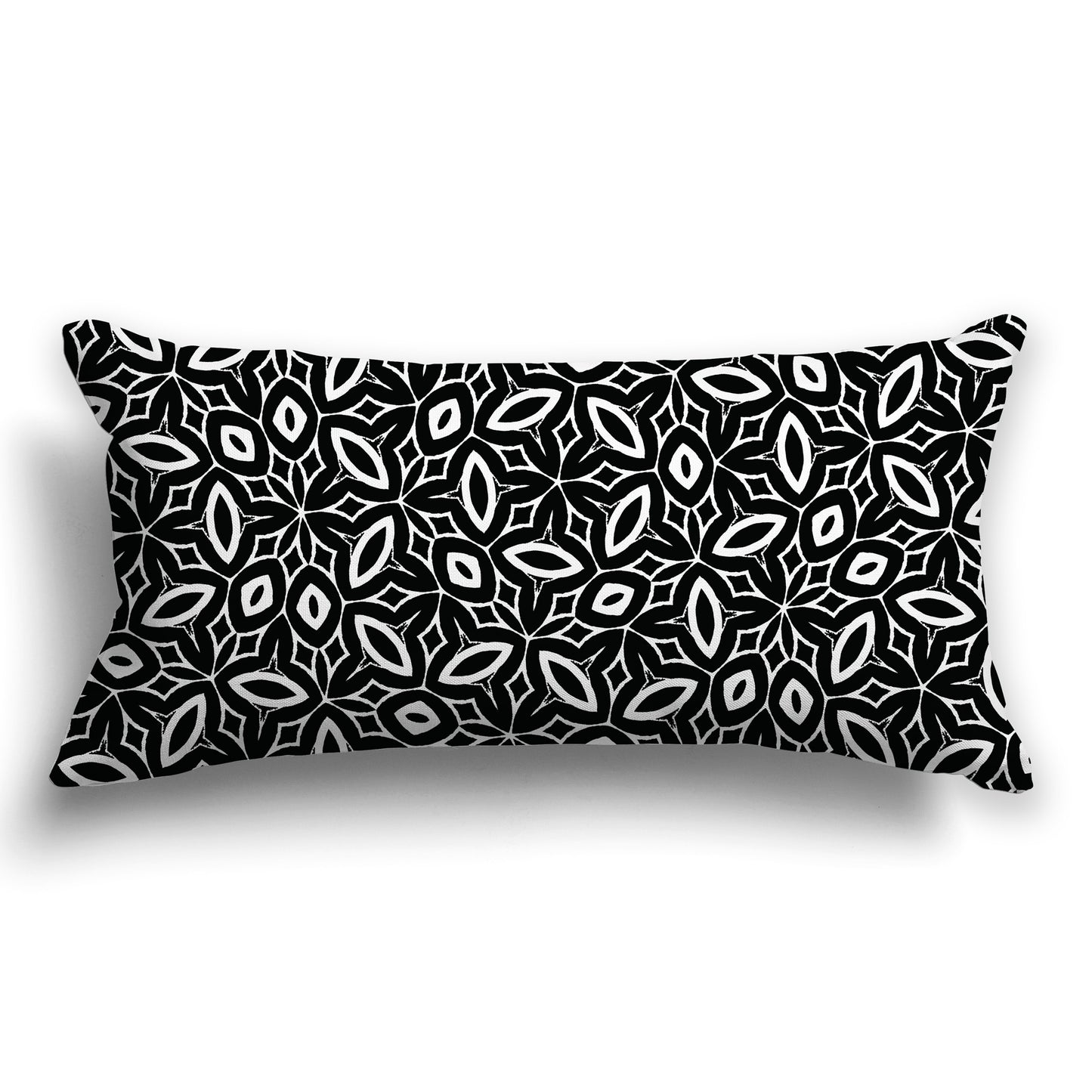Black Throw Pillow with White/Beige-white Elliptical Pattern on Both Sides, CAPC-1011-222