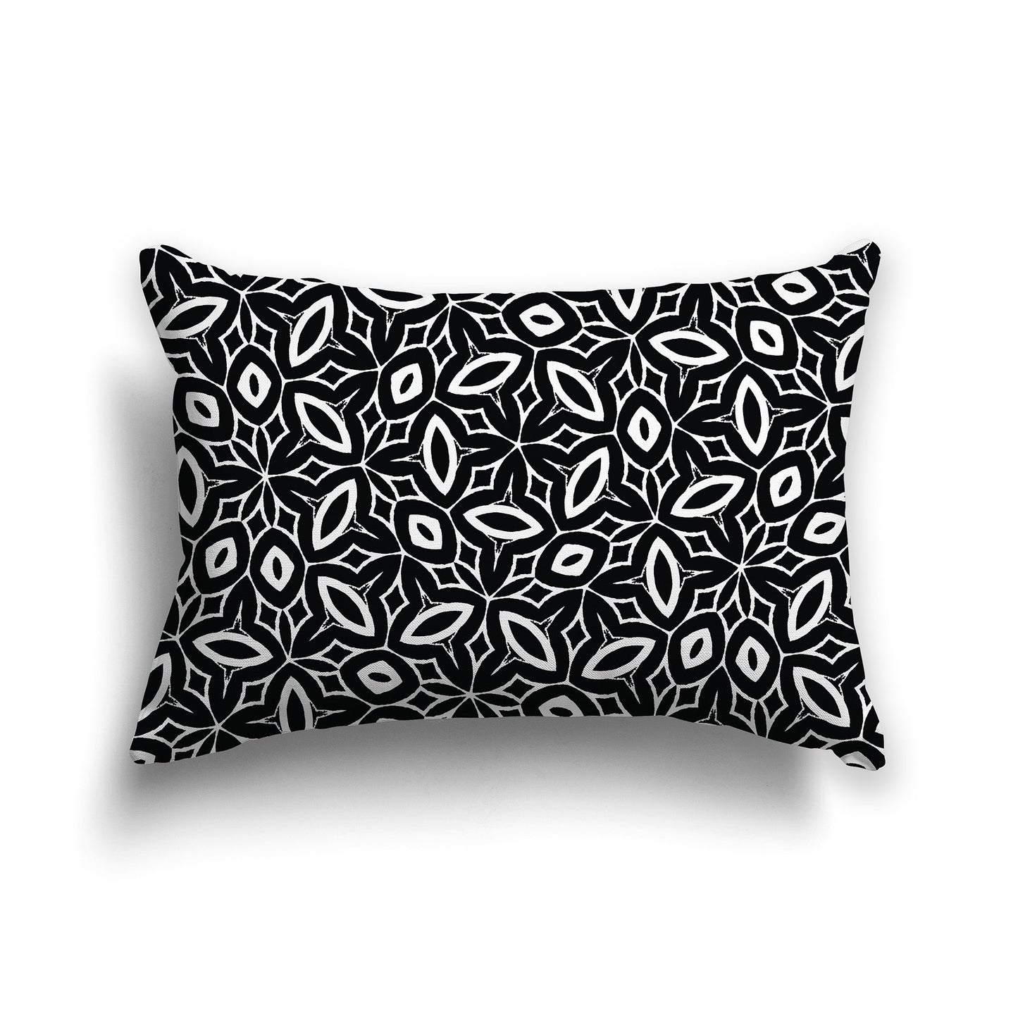 Black Throw Pillow with White/Beige-white Elliptical Pattern on Both Sides, CAPC-1011-222