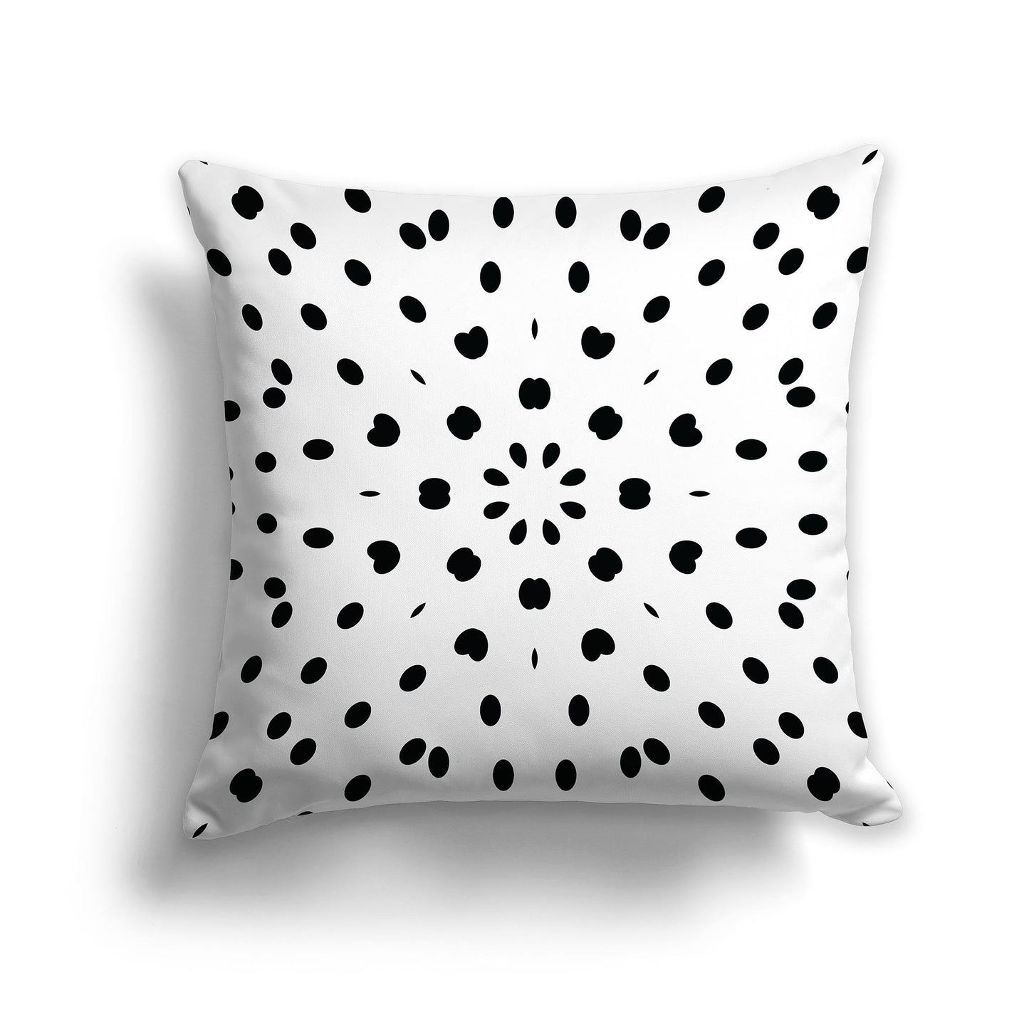 White/Beige-white Throw Pillow with Black Paint Dab Burst on Front, CAPC-1011-231