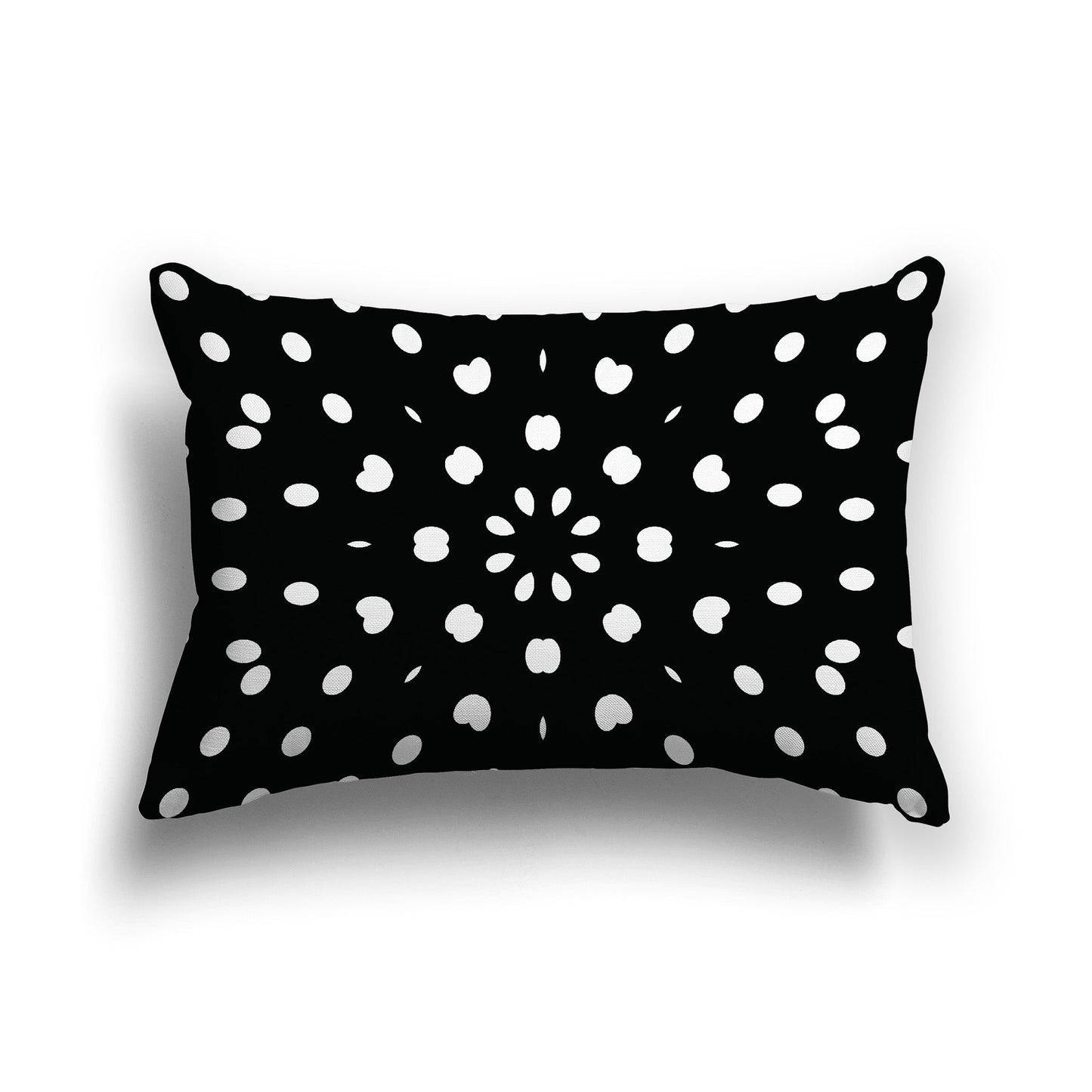 Black Throw Pillow with White/Beige-white Paint Dab Burst on Front, CAPC-1011-232