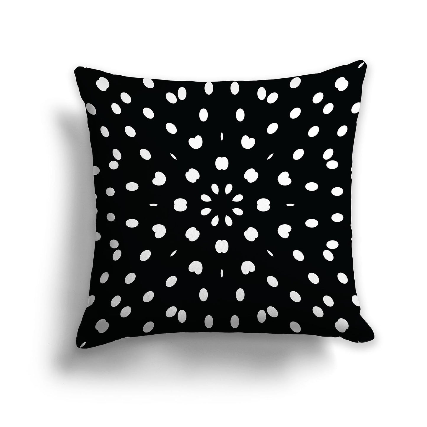 Black Throw Pillow with White/Beige-white Paint Dab Burst on Front, CAPC-1011-232