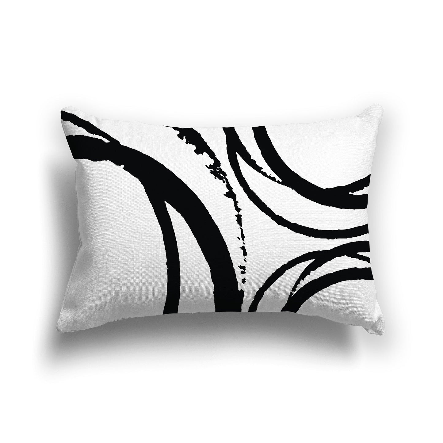White/Beige-white Throw Pillow with Black Circular Graphic on Both Sides, CAPC-1012-021