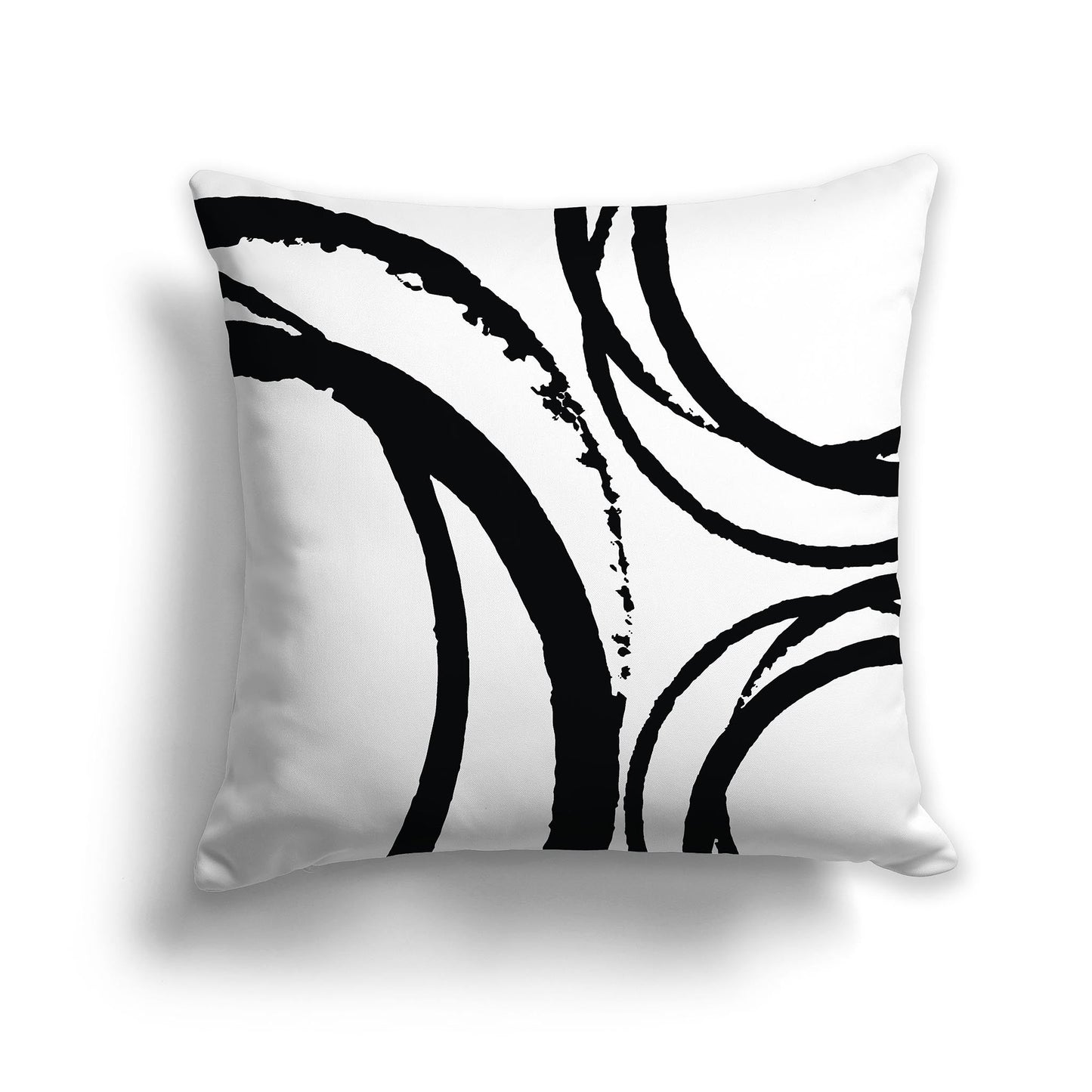 White/Beige-white Throw Pillow with Black Circular Graphic on Both Sides, CAPC-1012-021