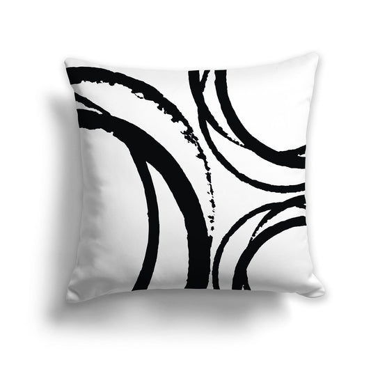 White/Beige-white Throw Pillow with Black Circular Graphic on Both Sides, CAPC-1012-021