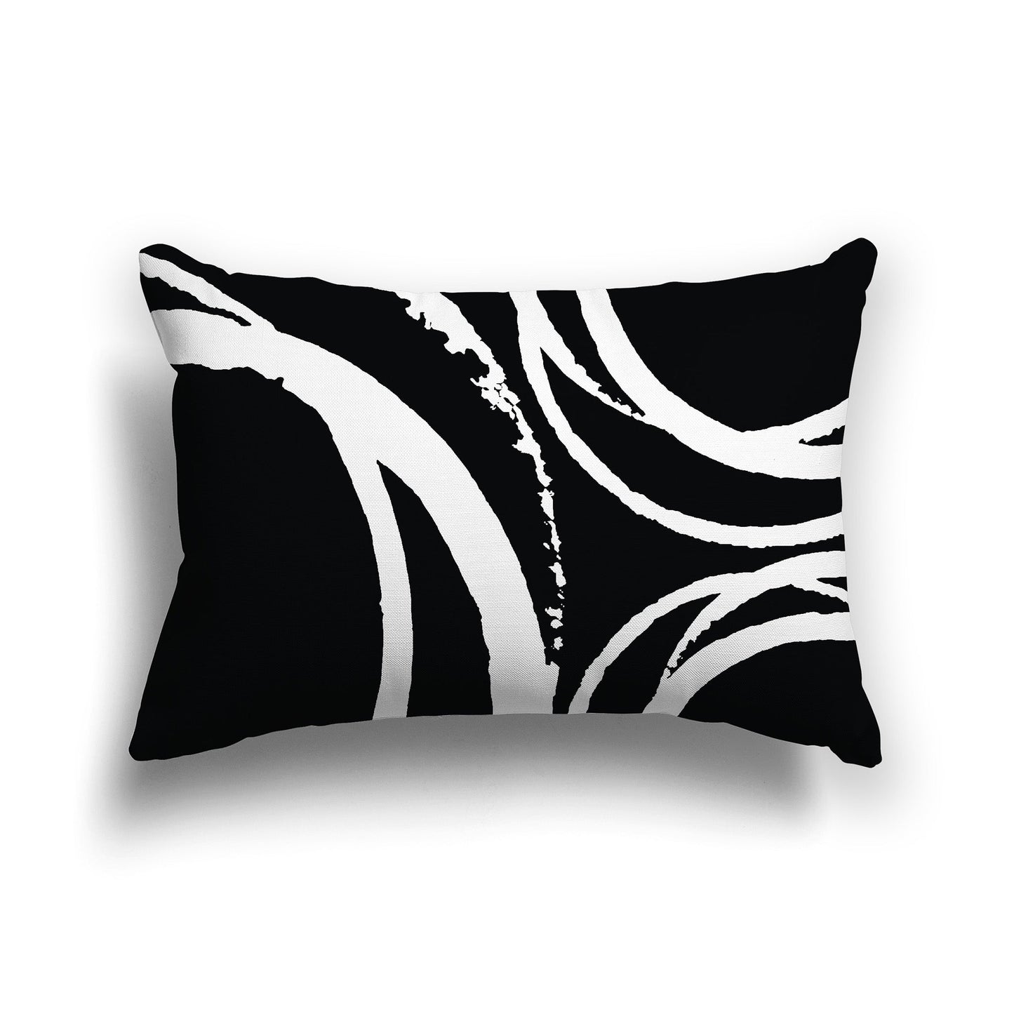 Black Throw Pillow with White/Beige-white Circular Graphic on Both Sides, CAPC-1012-022