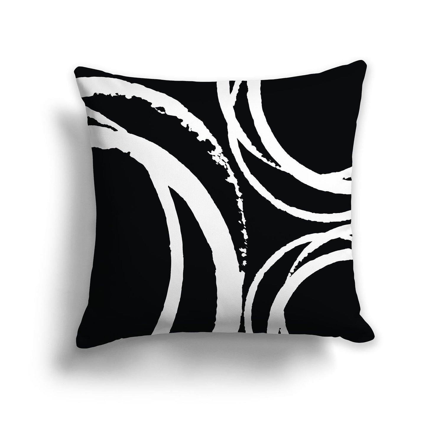 Black Throw Pillow with White/Beige-white Circular Graphic on Both Sides, CAPC-1012-022