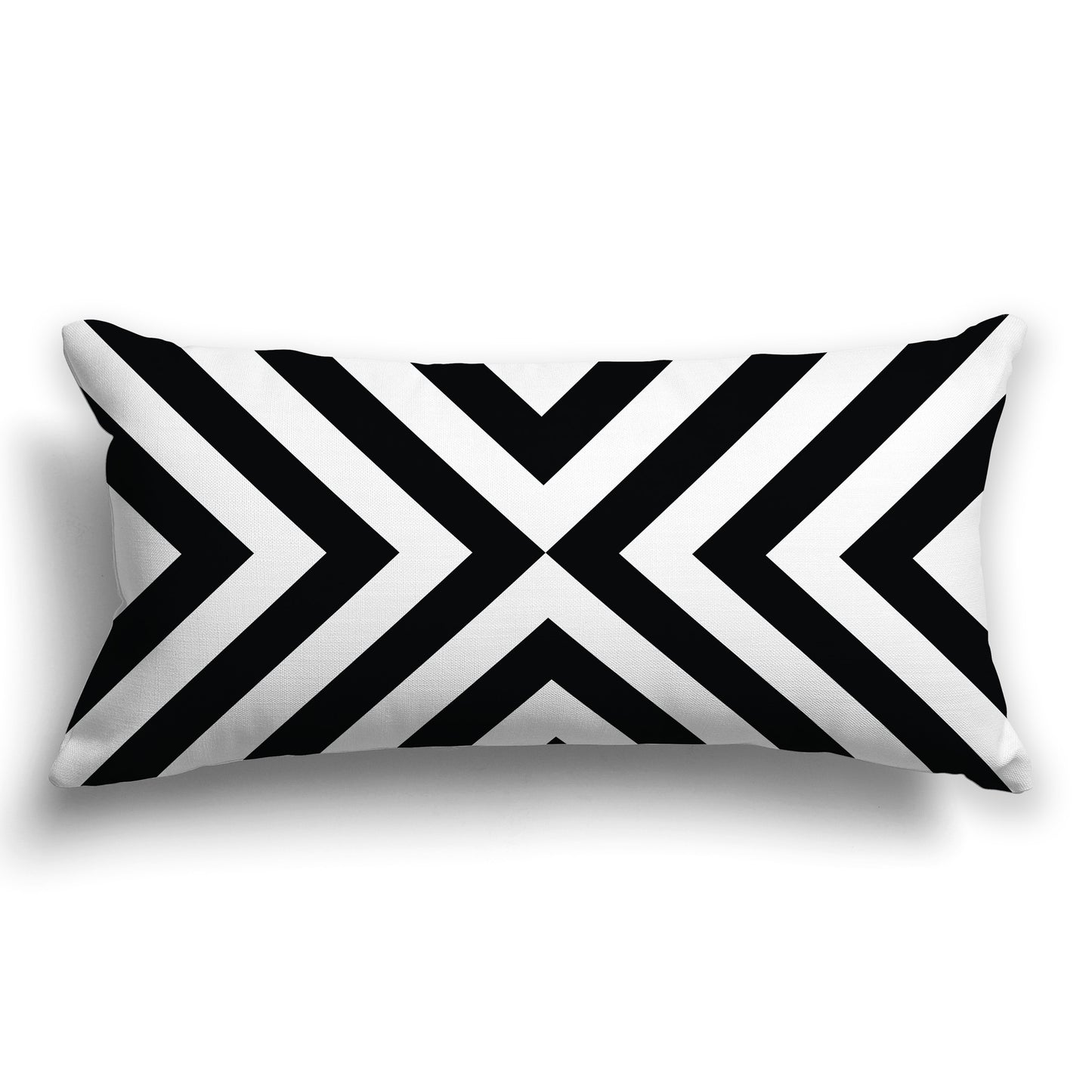 White/Beige-white Throw Pillow with Radiating Black Diagonal Bars on Both Sides, CAPC-1012-041