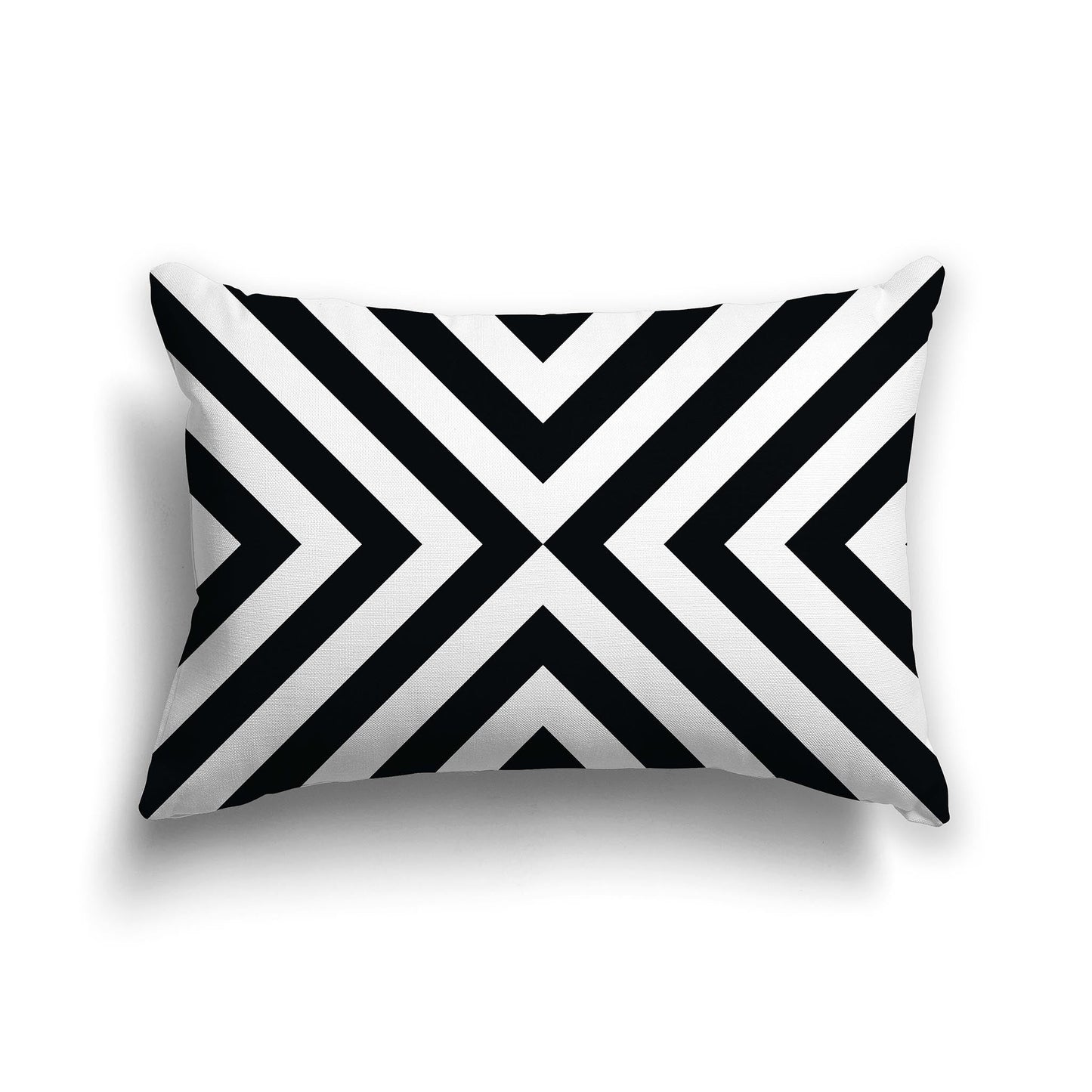 White/Beige-white Throw Pillow with Radiating Black Diagonal Bars on Both Sides, CAPC-1012-041