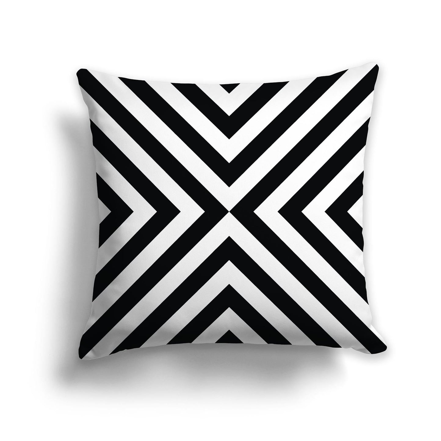 White/Beige-white Throw Pillow with Radiating Black Diagonal Bars on Both Sides, CAPC-1012-041