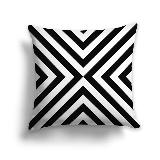 White/Beige-white Throw Pillow with Radiating Black Diagonal Bars on Both Sides, CAPC-1012-041