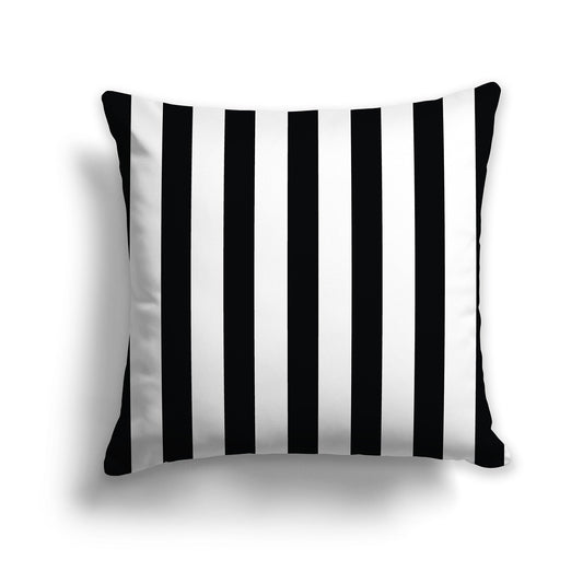 White/Beige-white Throw Pillow with Black Bars on Front and Solid White/Beige-white Back, CAPC-1012-051