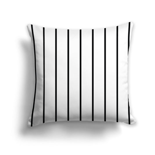 White/Beige-white Throw Pillow with Black Stripes on Front and Solid White/Beige-white Back, CAPC-1012-061