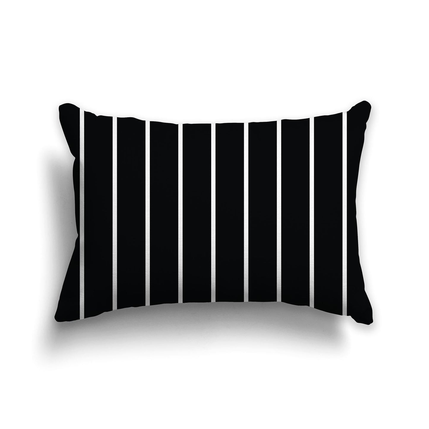 Black Throw Pillow with White/Beige-white Stripes on Front and Solid Black Back, CAPC-1012-062