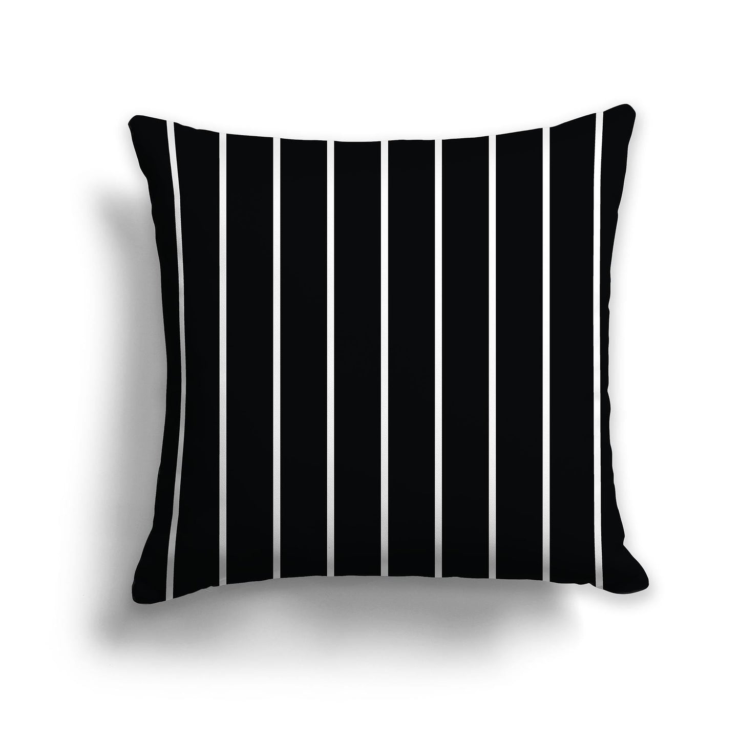 Black Throw Pillow with White/Beige-white Stripes on Front and Solid Black Back, CAPC-1012-062