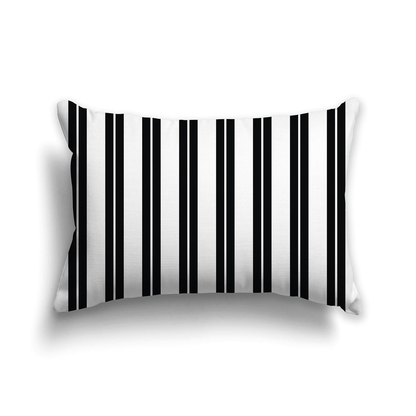 Black & White/Beige-white Multistripe Throw Pillow with Solid White/Beige-white Back, CAPC-1012-071