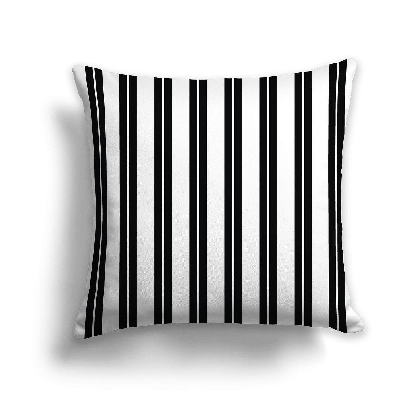 Black & White/Beige-white Multistripe Throw Pillow with Solid White/Beige-white Back, CAPC-1012-071