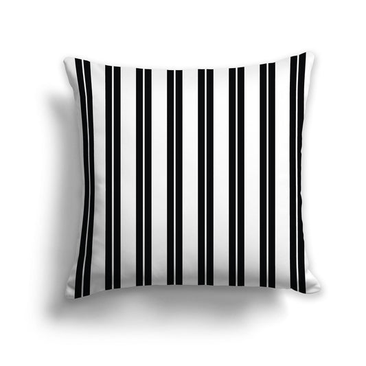 Black & White/Beige-white Multistripe Throw Pillow with Solid White/Beige-white Back, CAPC-1012-071