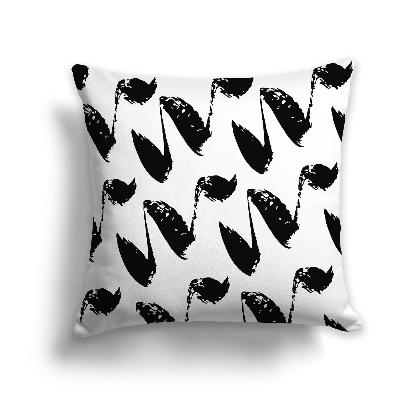 White/Beige-white Throw Pillow with Black Squiggle Pattern on Both Sides, CAPC-1012-081