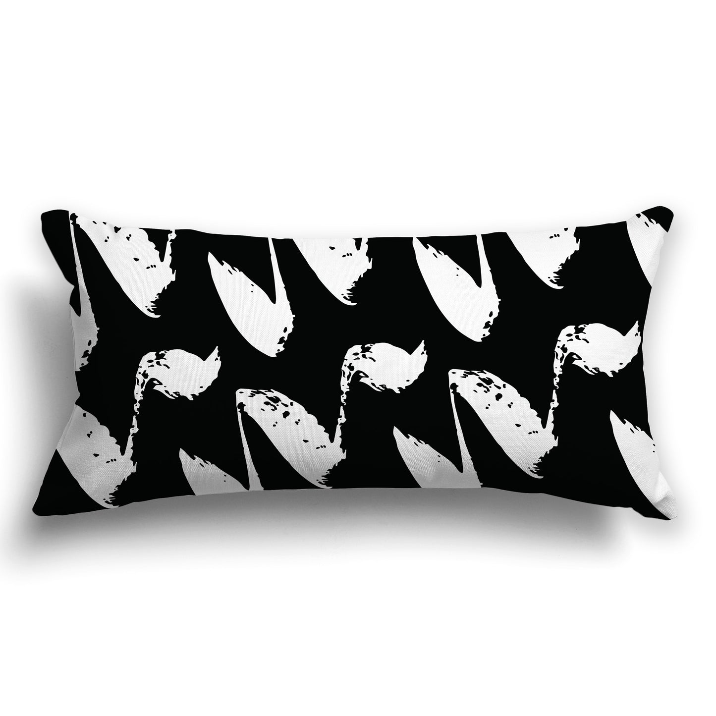 Black Throw Pillow with White/Beige-white Squiggle Pattern on Both Sides, CAPC-1012-082