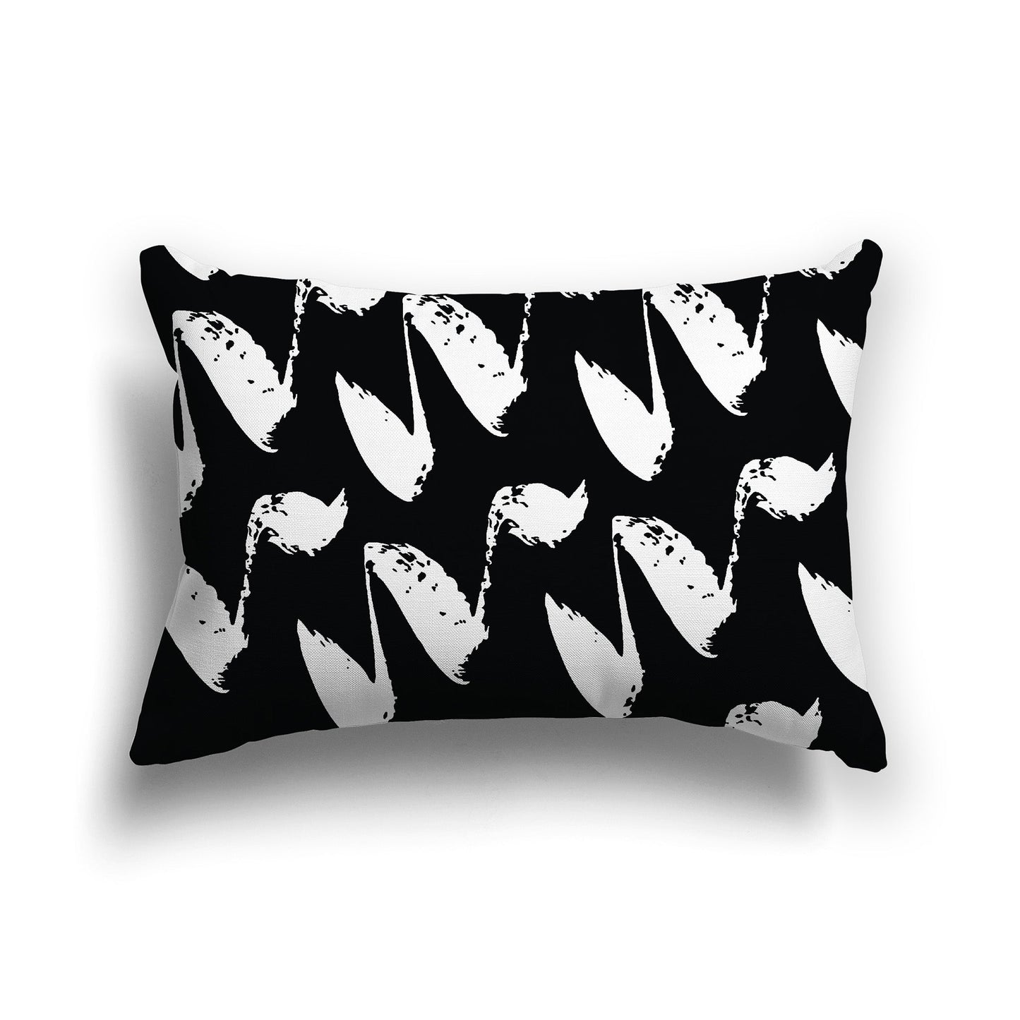 Black Throw Pillow with White/Beige-white Squiggle Pattern on Both Sides, CAPC-1012-082