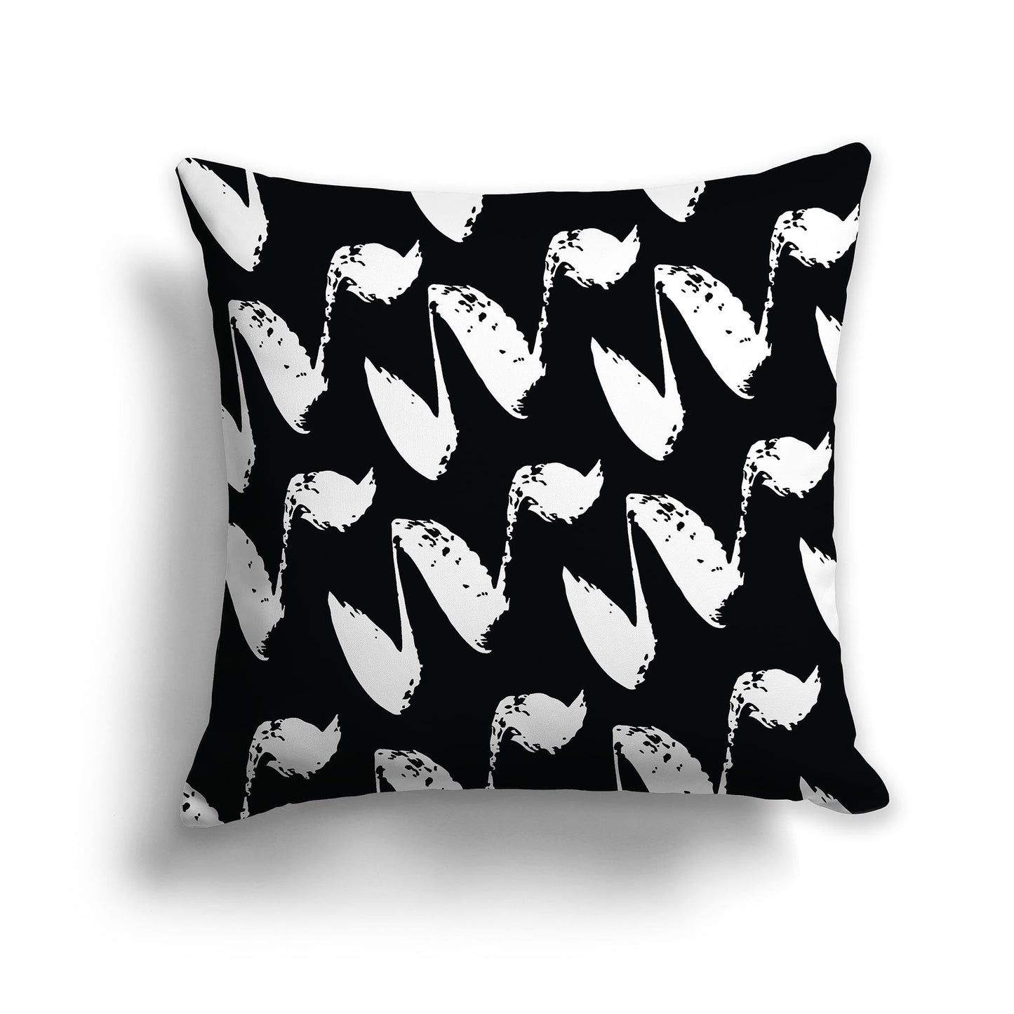 Black Throw Pillow with White/Beige-white Squiggle Pattern on Both Sides, CAPC-1012-082