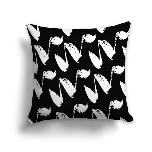 Black Throw Pillow with White/Beige-white Squiggle Pattern on Both Sides, CAPC-1012-082